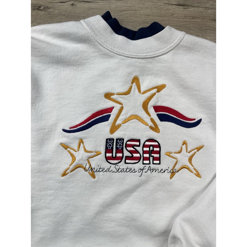 Vintage United States of America Sweatshirt Crewneck 90's Spell Out Size Large - Picture 4 of 12
